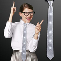 Blank 21" Silver Sequin Necktie w/White LEDs